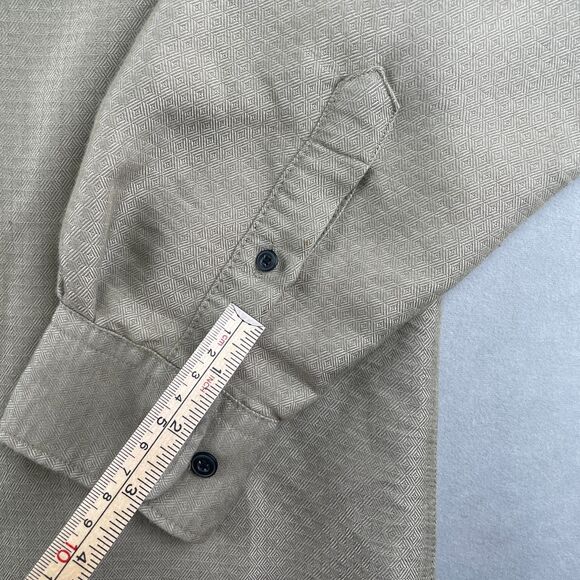 VTG John Henry Shirt Mens M Khaki Ultra Feel Band Collar Long Sleeve Textured - Picture 4 of 8